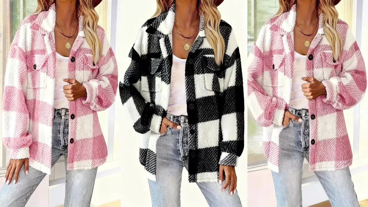 Camicione scozzese in pile donna