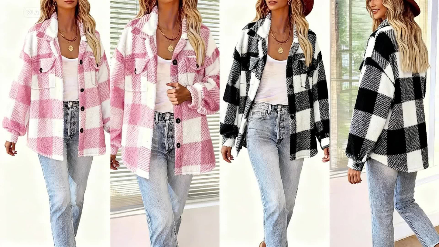 Camicione scozzese in pile donna